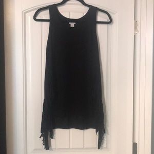 Black tank with fringe
